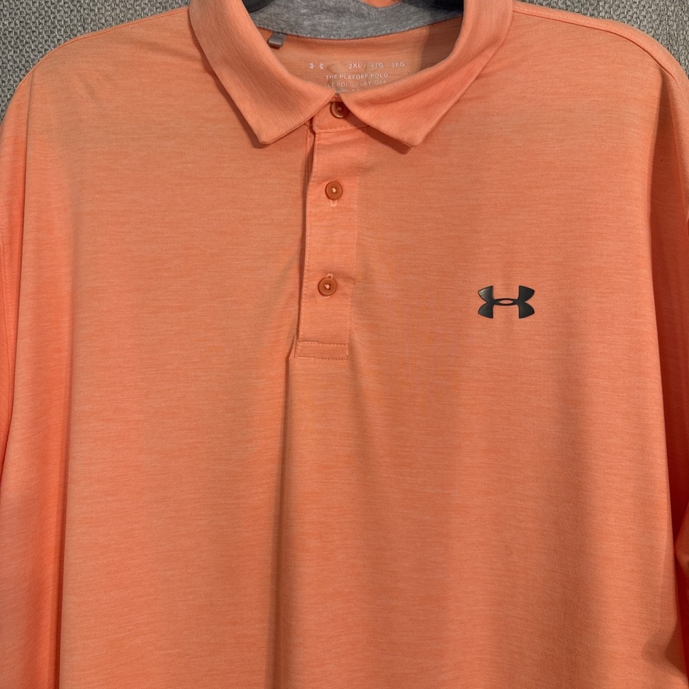 under armor The playoff polo Shirt Men's Size 2XL Headgear Short Sleeve Orange